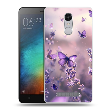 Пластиковый чехол на Xiaomi RedMi Note 3 с принтом бабочки и лаванда Пластиковый чехол на Xiaomi RedMi Note 3 с принтом бабочки и лаванда