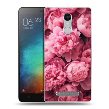 Пластиковый чехол на Xiaomi RedMi Note 3 с принтом цветы пионы Пластиковый чехол на Xiaomi RedMi Note 3 с принтом цветы пионы