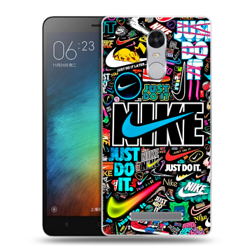 Пластиковый чехол на Xiaomi RedMi Note 3 с принтом найк nike черный Пластиковый чехол на Xiaomi RedMi Note 3 с принтом найк nike черный