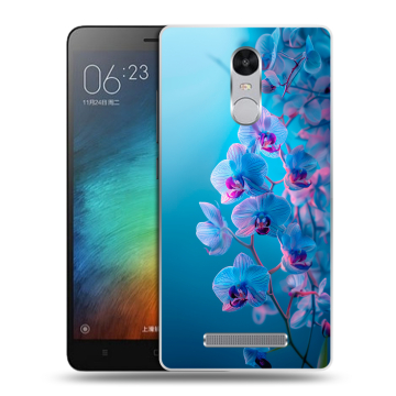 Пластиковый чехол на Xiaomi RedMi Note 3 с принтом голубые орхидеи Пластиковый чехол на Xiaomi RedMi Note 3 с принтом голубые орхидеи
