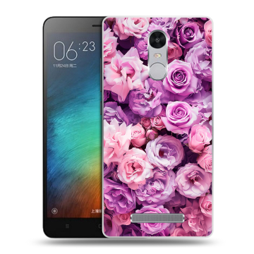 Пластиковый чехол на Xiaomi RedMi Note 3 с принтом лавандовые розы Пластиковый чехол на Xiaomi RedMi Note 3 с принтом лавандовые розы