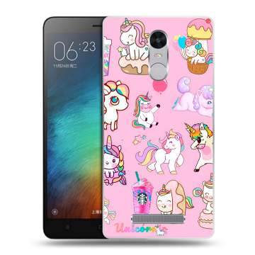 Пластиковый чехол на Xiaomi RedMi Note 3 с принтом розовые единороги Пластиковый чехол на Xiaomi RedMi Note 3 с принтом розовые единороги