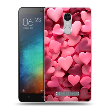 Пластиковый чехол на Xiaomi RedMi Note 3 с принтом розовые сердечки Пластиковый чехол на Xiaomi RedMi Note 3 с принтом розовые сердечки