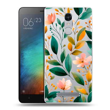 Пластиковый чехол на Xiaomi RedMi Note 3 с принтом Цветы паттерн Пластиковый чехол на Xiaomi RedMi Note 3 с принтом Цветы паттерн