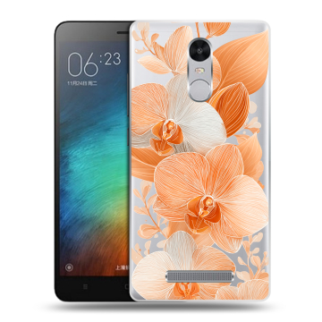 Пластиковый чехол на Xiaomi RedMi Note 3 с принтом Бежевые цветы Пластиковый чехол на Xiaomi RedMi Note 3 с принтом Бежевые цветы
