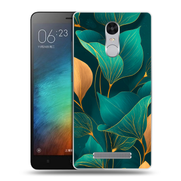 Пластиковый чехол на Xiaomi RedMi Note 3 с принтом Листья и золото Пластиковый чехол на Xiaomi RedMi Note 3 с принтом Листья и золото