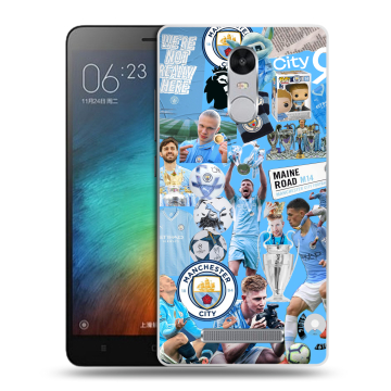 Пластиковый чехол на Xiaomi RedMi Note 3 с принтом Man City Манчестер Сити