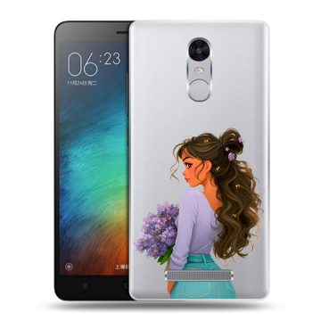 Пластиковый чехол на Xiaomi RedMi Note 3 с принтом девушка цветы