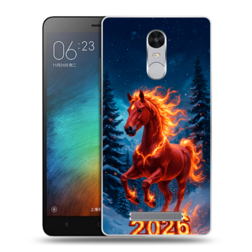 Пластиковый чехол на Xiaomi RedMi Note 3 с принтом Новый год коня