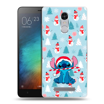 Пластиковый чехол на Xiaomi RedMi Note 3 с принтом Стич Новый год