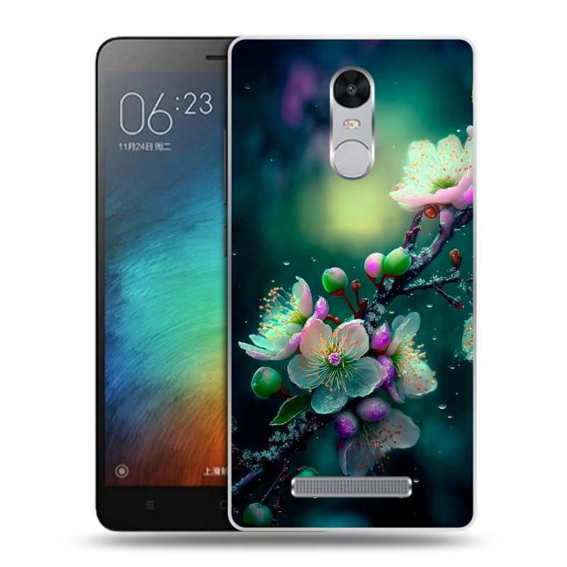 Пластиковый чехол на Xiaomi RedMi Note 3 с принтом Цветы и мрамор Пластиковый чехол на Xiaomi RedMi Note 3 с принтом Цветы и мрамор