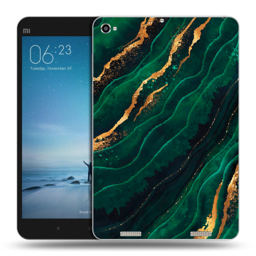 Силиконовый чехол на планшета Xiaomi Mi Pad 2 с принтом Мрамор зеленое золото