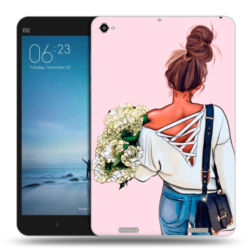 Силиконовый чехол на планшета Xiaomi Mi Pad 2 с принтом Девушка и букет