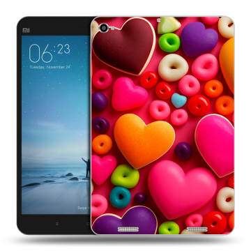 Силиконовый чехол на планшета Xiaomi Mi Pad 2 с принтом Сердечки