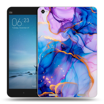 Силиконовый чехол на Xiaomi Mi Pad 2 с принтом синий мрамор