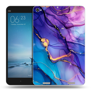 Силиконовый чехол на Xiaomi Mi Pad 2 с принтом синий мрамор