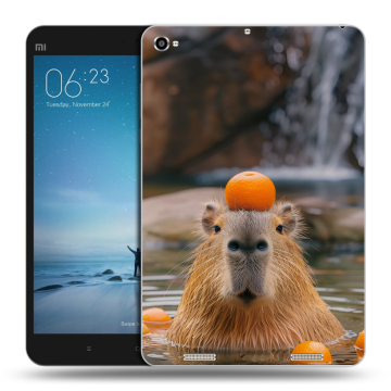 Силиконовый чехол на Xiaomi Mi Pad 2 с принтом Капибара с апельсином Силиконовый чехол на Xiaomi Mi Pad 2 с принтом Капибара с апельсином