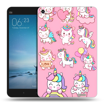 Силиконовый чехол на Xiaomi Mi Pad 2 с принтом Единороги и радуга Силиконовый чехол на Xiaomi Mi Pad 2 с принтом Единороги и радуга