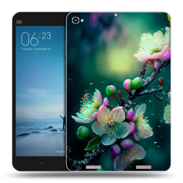 Силиконовый чехол на Xiaomi Mi Pad 2 с принтом Цветы и мрамор