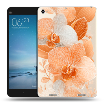 Силиконовый чехол на Xiaomi Mi Pad 2 с принтом Бежевые цветы