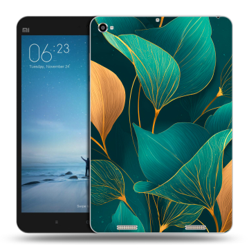Силиконовый чехол на Xiaomi Mi Pad 2 с принтом Листья и золото