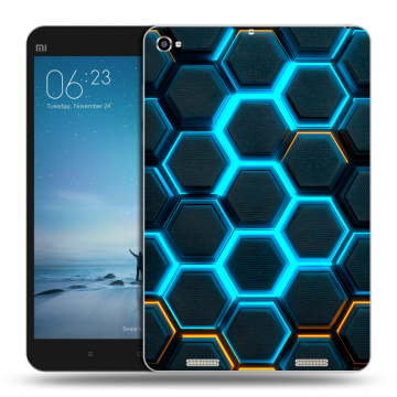 Силиконовый чехол на Xiaomi Mi Pad 2 с принтом Неоновые соты