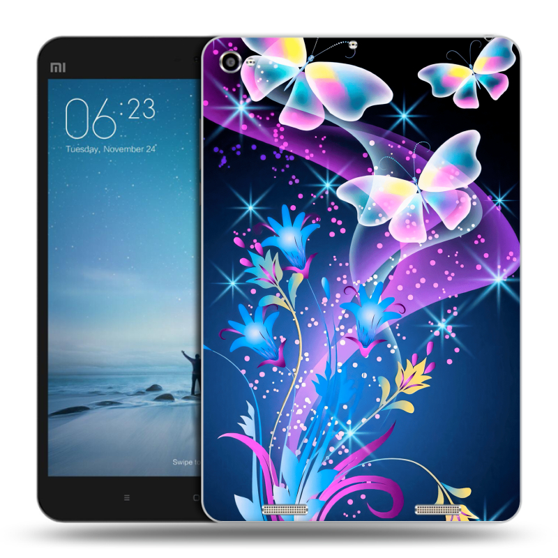 Силиконовый чехол на Xiaomi Mi Pad 2 с принтом Бабочки Силиконовый чехол на Xiaomi Mi Pad 2 с принтом Бабочки