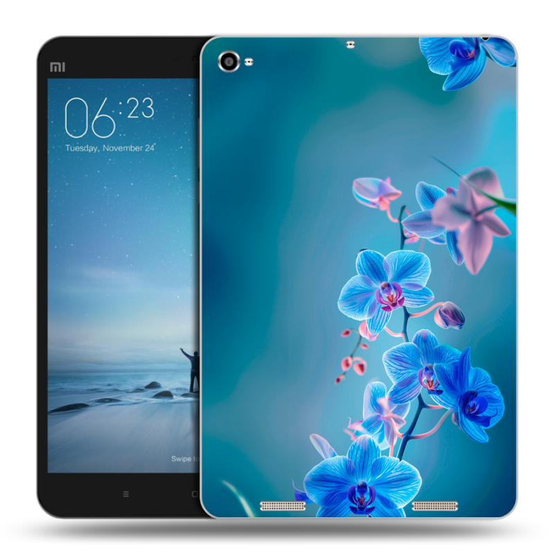 Силиконовый чехол на Xiaomi Mi Pad 2 с принтом Голубые цветы Силиконовый чехол на Xiaomi Mi Pad 2 с принтом Голубые цветы