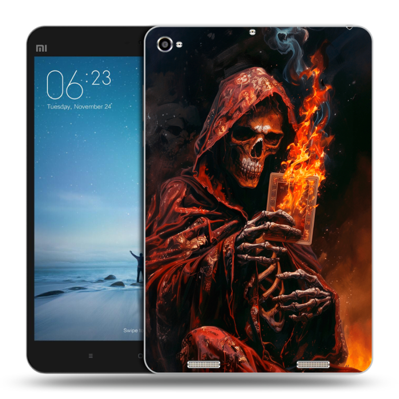 Силиконовый чехол на Xiaomi Mi Pad 2 с принтом Скелет и карты Силиконовый чехол на Xiaomi Mi Pad 2 с принтом Скелет и карты