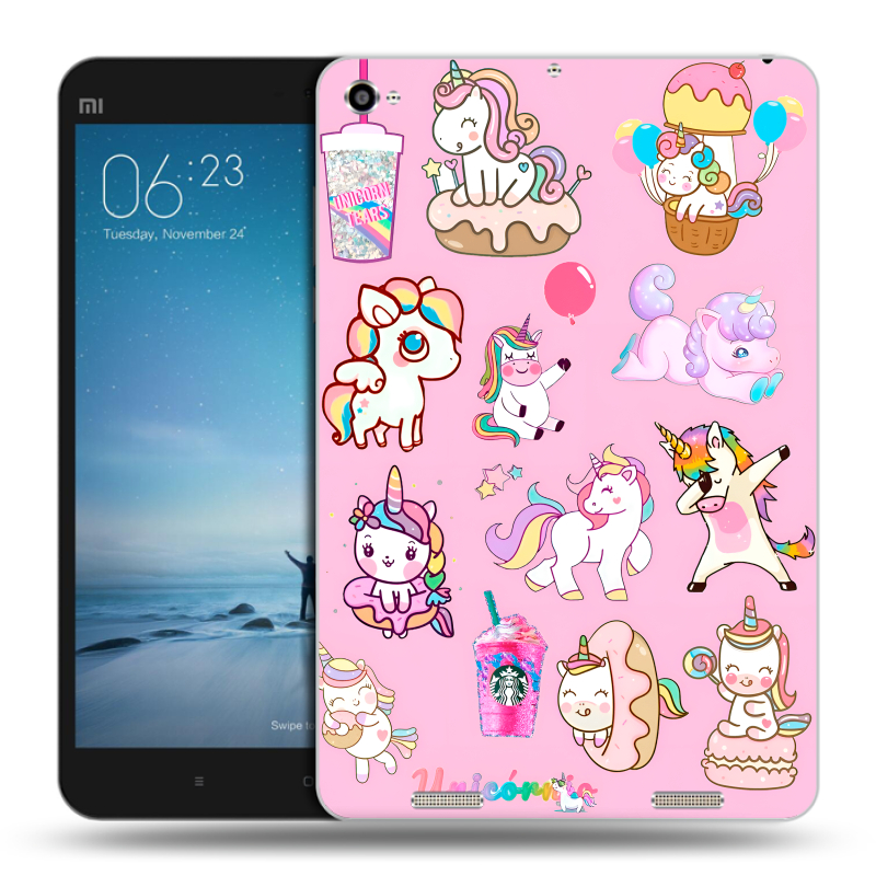 Силиконовый чехол на Xiaomi Mi Pad 2 с принтом розовые единороги Силиконовый чехол на Xiaomi Mi Pad 2 с принтом розовые единороги