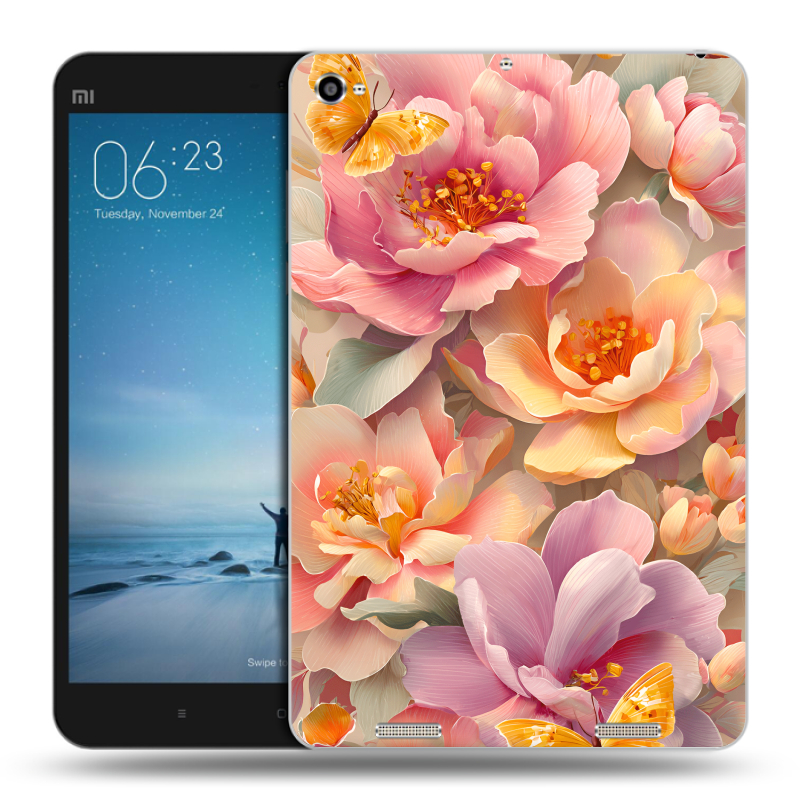 Силиконовый чехол на Xiaomi Mi Pad 2 с принтом Цветы и бабочки Силиконовый чехол на Xiaomi Mi Pad 2 с принтом Цветы и бабочки