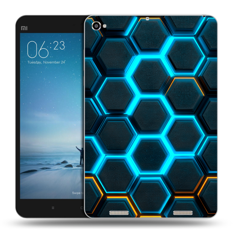 Силиконовый чехол на Xiaomi Mi Pad 2 с принтом Неоновые соты Силиконовый чехол на Xiaomi Mi Pad 2 с принтом Неоновые соты