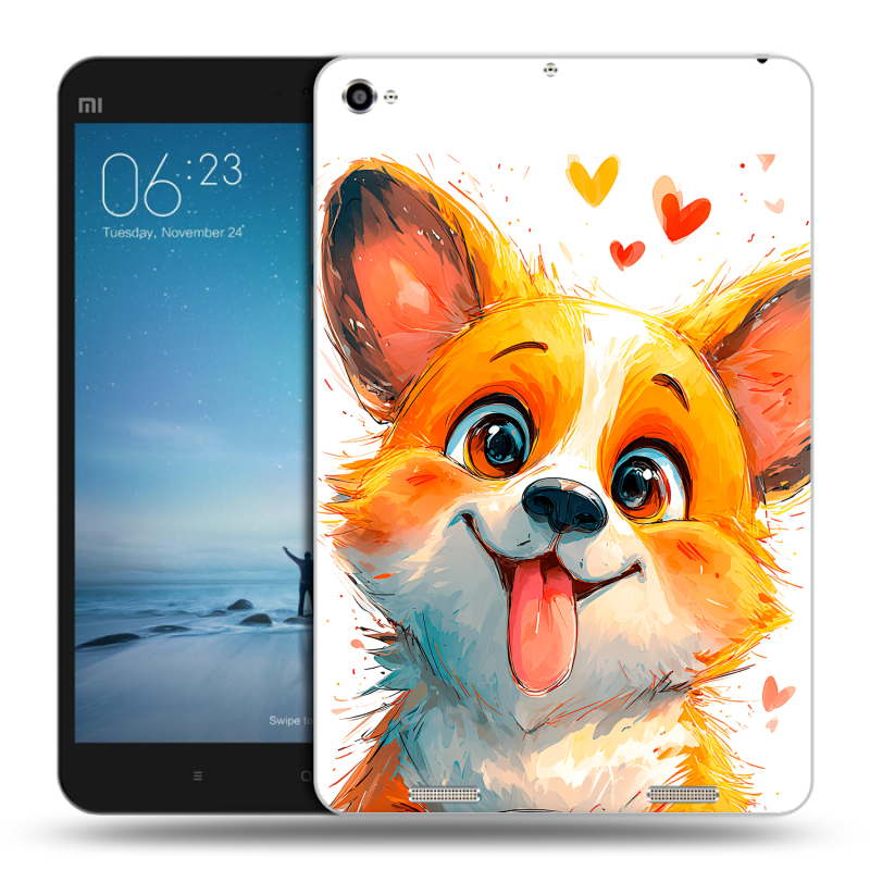 Силиконовый чехол на Xiaomi Mi Pad 2 с принтом корги Силиконовый чехол на Xiaomi Mi Pad 2 с принтом корги