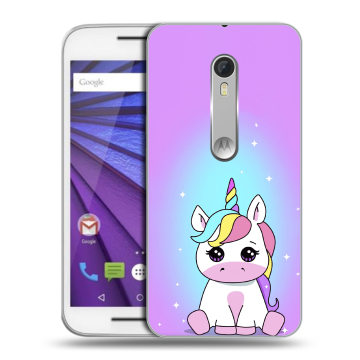 Пластиковый чехол на Motorola Moto G 2015 (3rd gen) с принтом Единорог