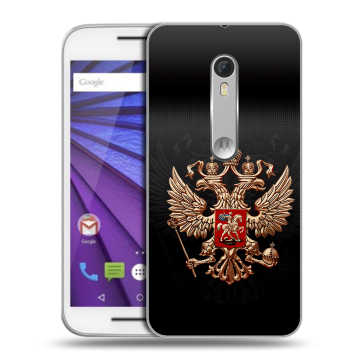 Пластиковый чехол на Motorola Moto G 2015 (3rd gen) с принтом Герб России