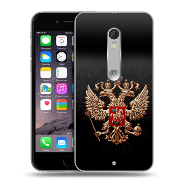 Пластиковый чехол на Motorola Moto X Style с принтом Герб России