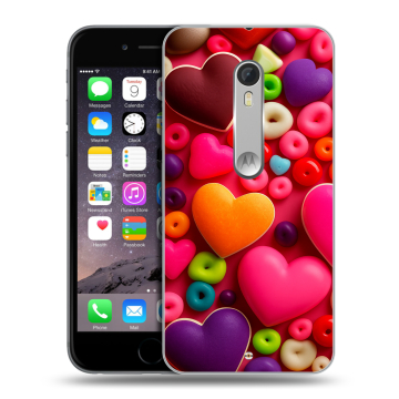Пластиковый чехол на Motorola Moto X Style с принтом Сердечки