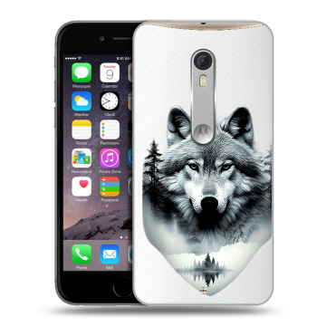 Пластиковый чехол на Motorola Moto X Style с принтом Волк в лесу