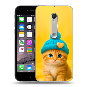 Пластиковый чехол на Motorola Moto X Style с принтом Котенок в шапке