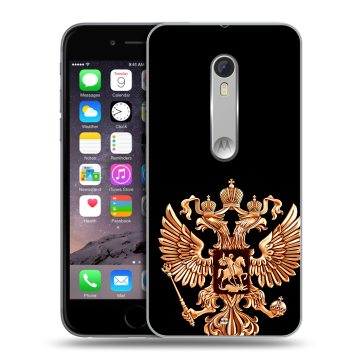 Пластиковый чехол на Motorola Moto X Style с принтом Герб России золотой Пластиковый чехол на Motorola Moto X Style с принтом Герб России золотой