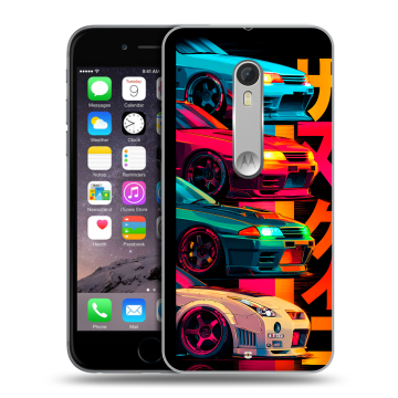 Пластиковый чехол на Motorola Moto X Style с принтом Гоночные машины