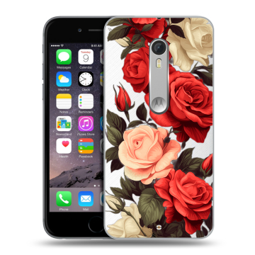Пластиковый чехол на Motorola Moto X Style с принтом Розы
