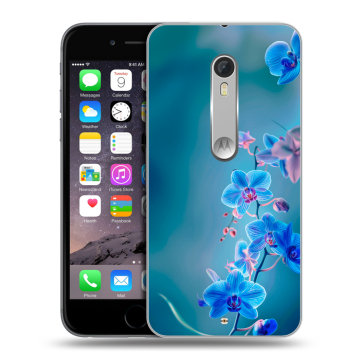 Пластиковый чехол на Motorola Moto X Style с принтом Голубые цветы