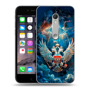 Пластиковый чехол на Motorola Moto X Style с принтом Герб флаг России