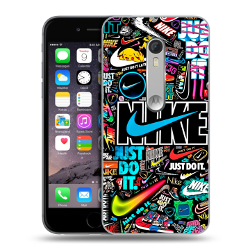 Пластиковый чехол на Motorola Moto X Style с принтом найк nike черный Пластиковый чехол на Motorola Moto X Style с принтом найк nike черный