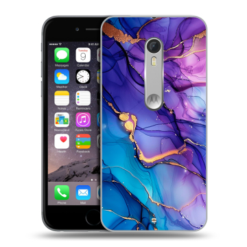 Пластиковый чехол на Motorola Moto X Style с принтом синий мрамор