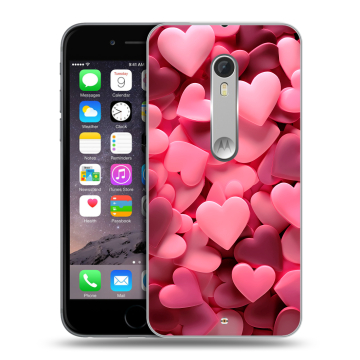 Пластиковый чехол на Motorola Moto X Style с принтом розовые сердечки