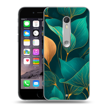 Пластиковый чехол на Motorola Moto X Style с принтом Листья и золото Пластиковый чехол на Motorola Moto X Style с принтом Листья и золото