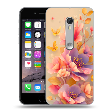 Пластиковый чехол на Motorola Moto X Style с принтом Цветы и бабочки Пластиковый чехол на Motorola Moto X Style с принтом Цветы и бабочки
