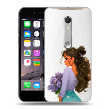 Пластиковый чехол на Motorola Moto X Style с принтом девушка цветы Пластиковый чехол на Motorola Moto X Style с принтом девушка цветы